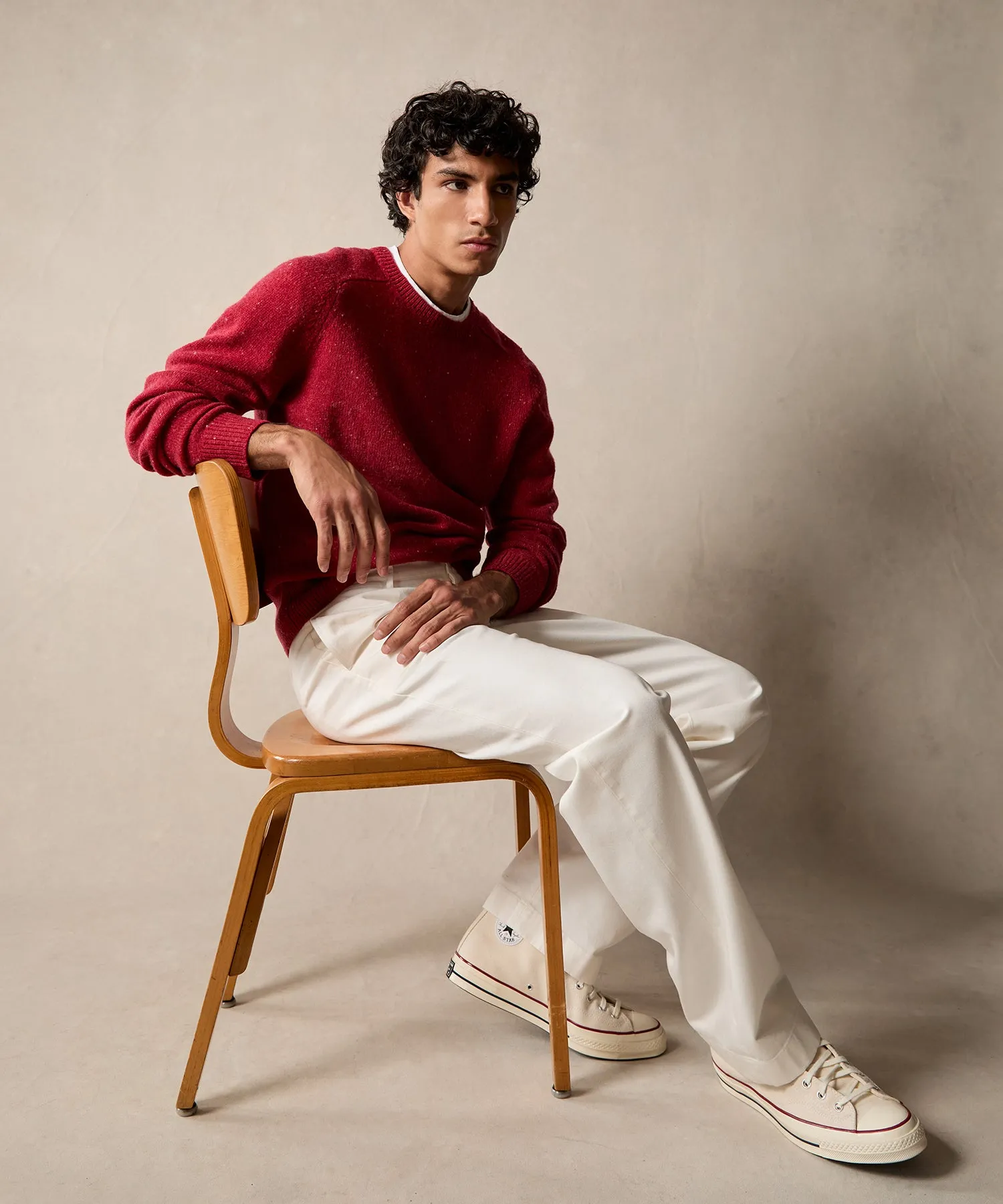Donegal Crewneck Sweater in Cranberry