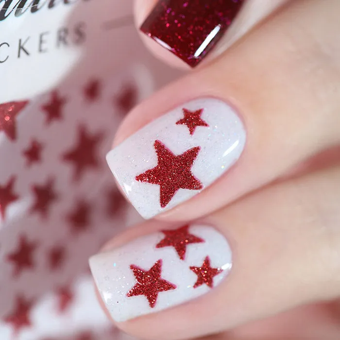 Glitter Star Nail Stickers - 9 Colours