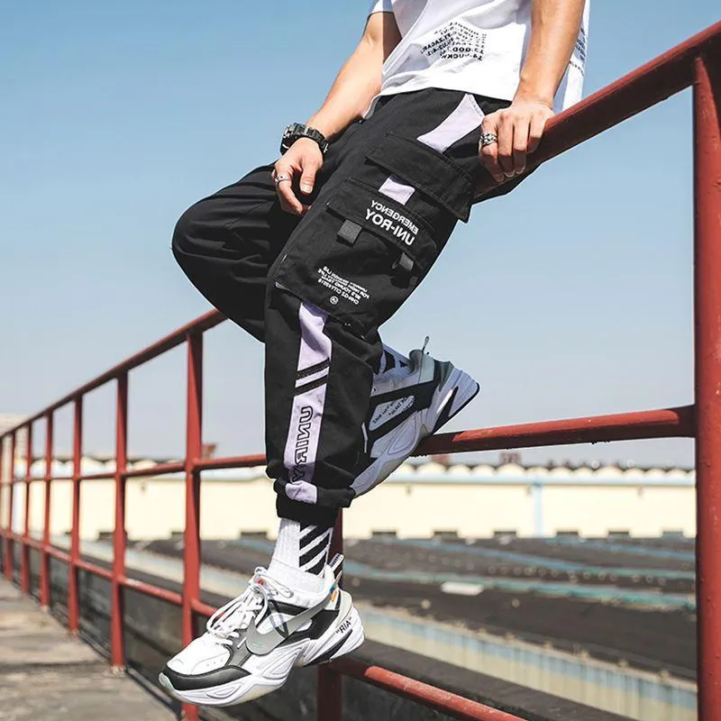 Japanese Trendy Men Casual Pants Loose Jogger Young Sporty Multi-Pockets Cargo Pants