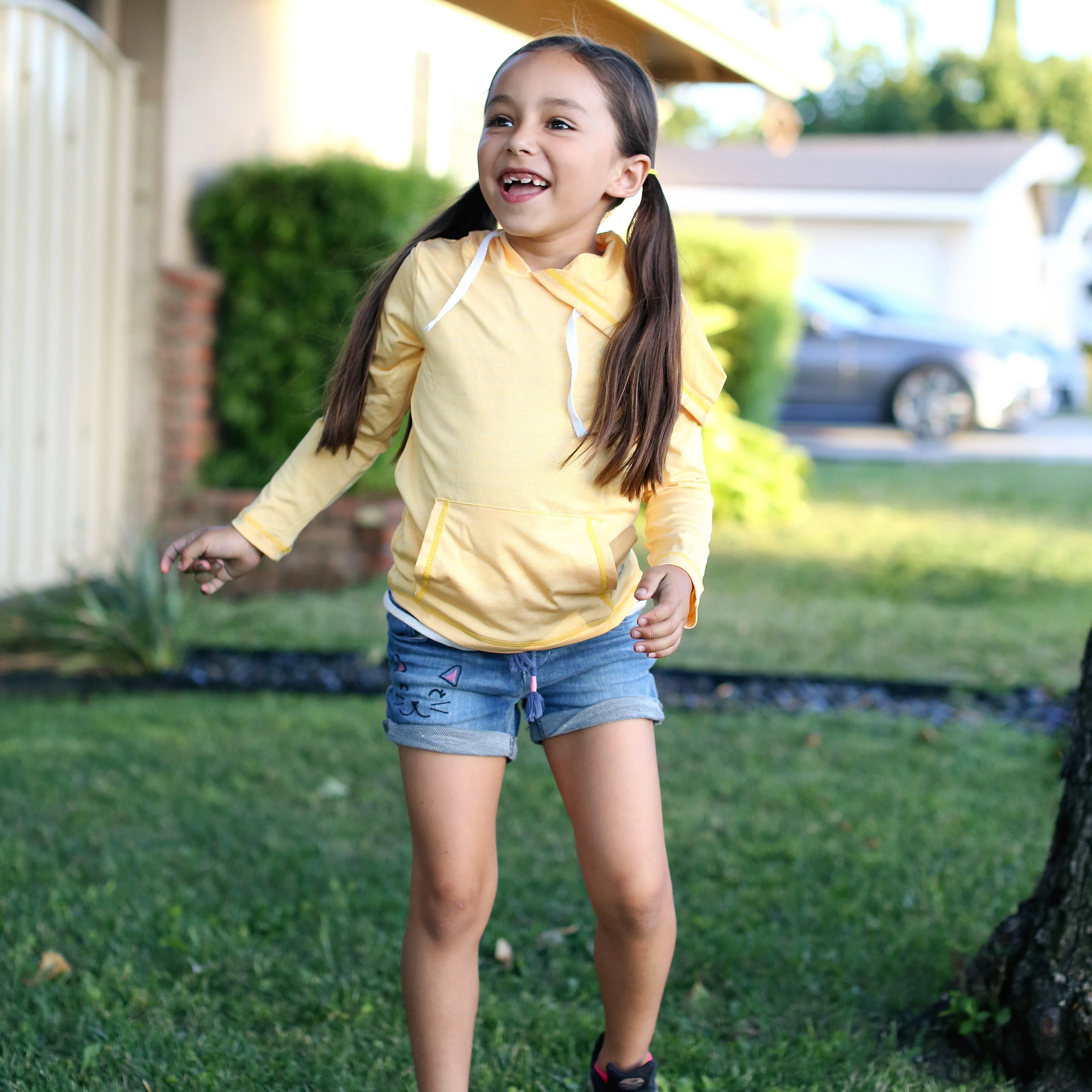 Kids Long Sleeve Hoodie - Daffodil Yellow