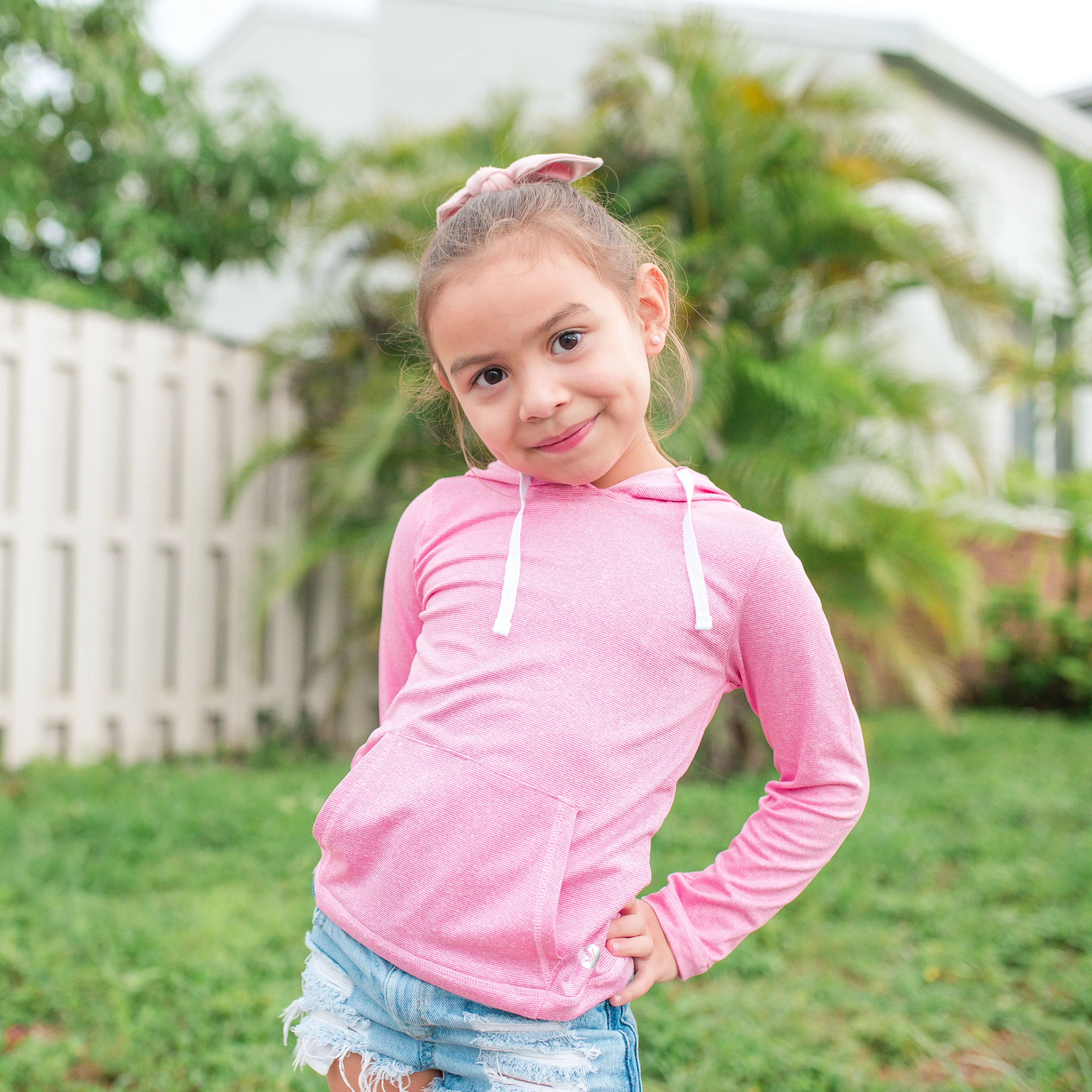 Kids Long Sleeve Hoodie - Rose Pink