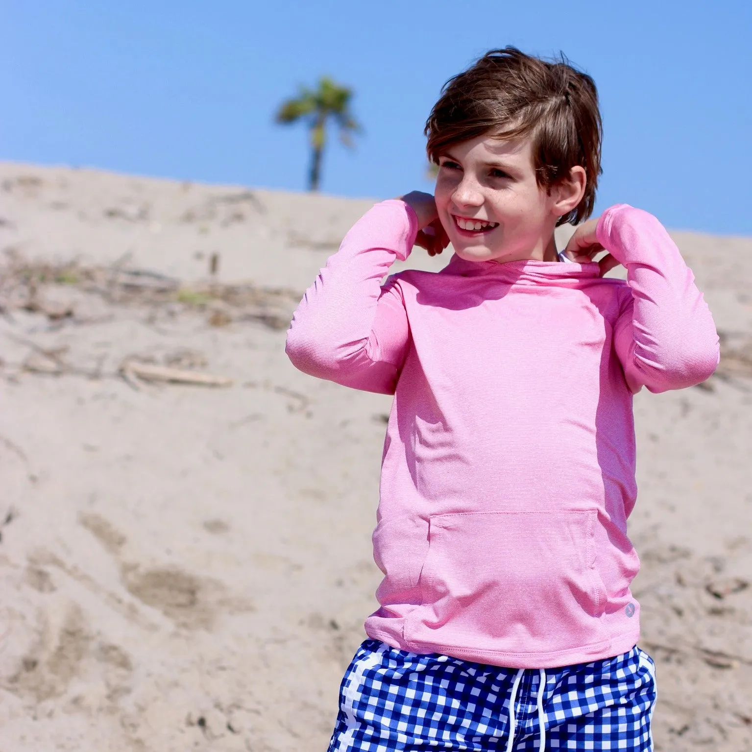 Kids Long Sleeve Hoodie - Rose Pink