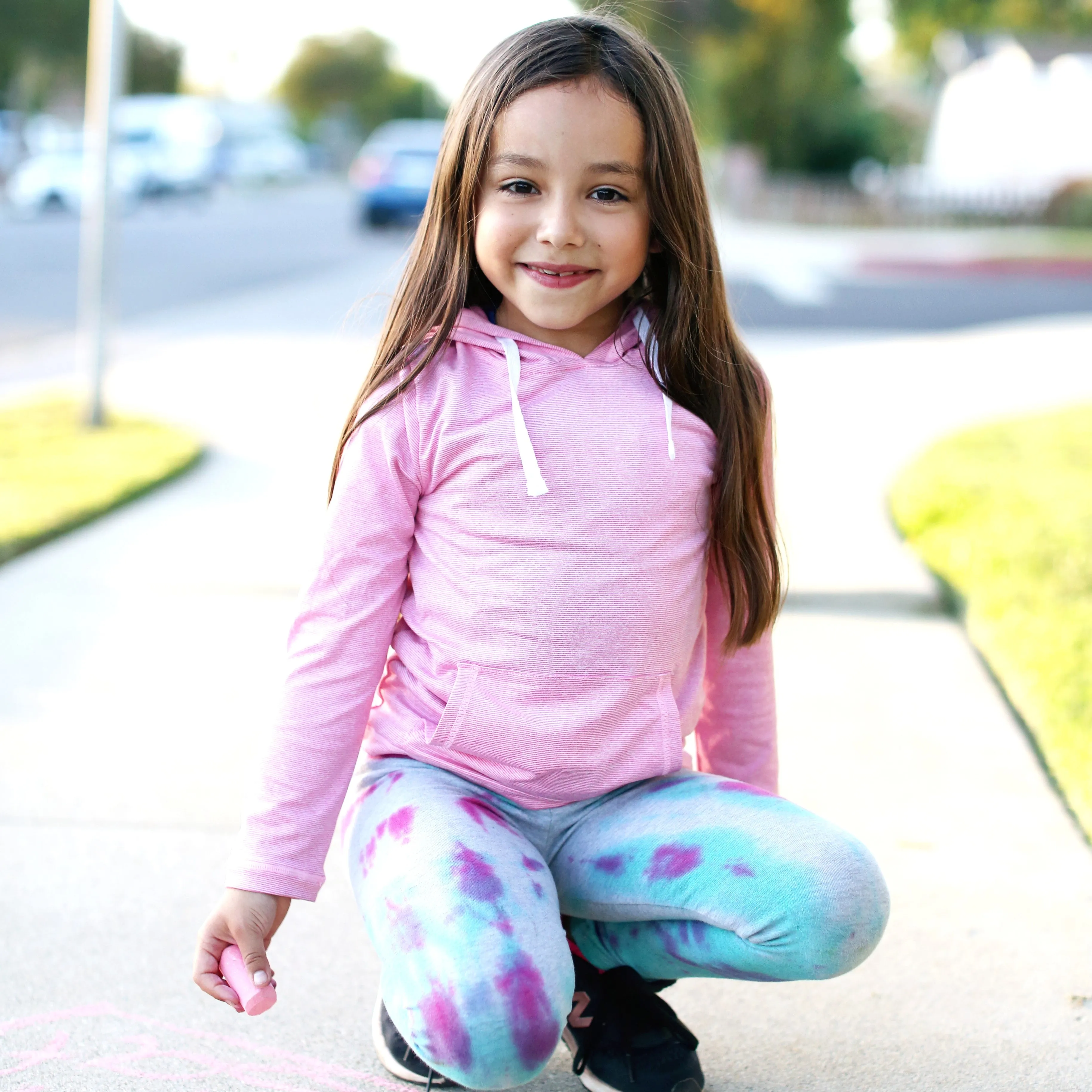 Kids Long Sleeve Hoodie - Rose Pink