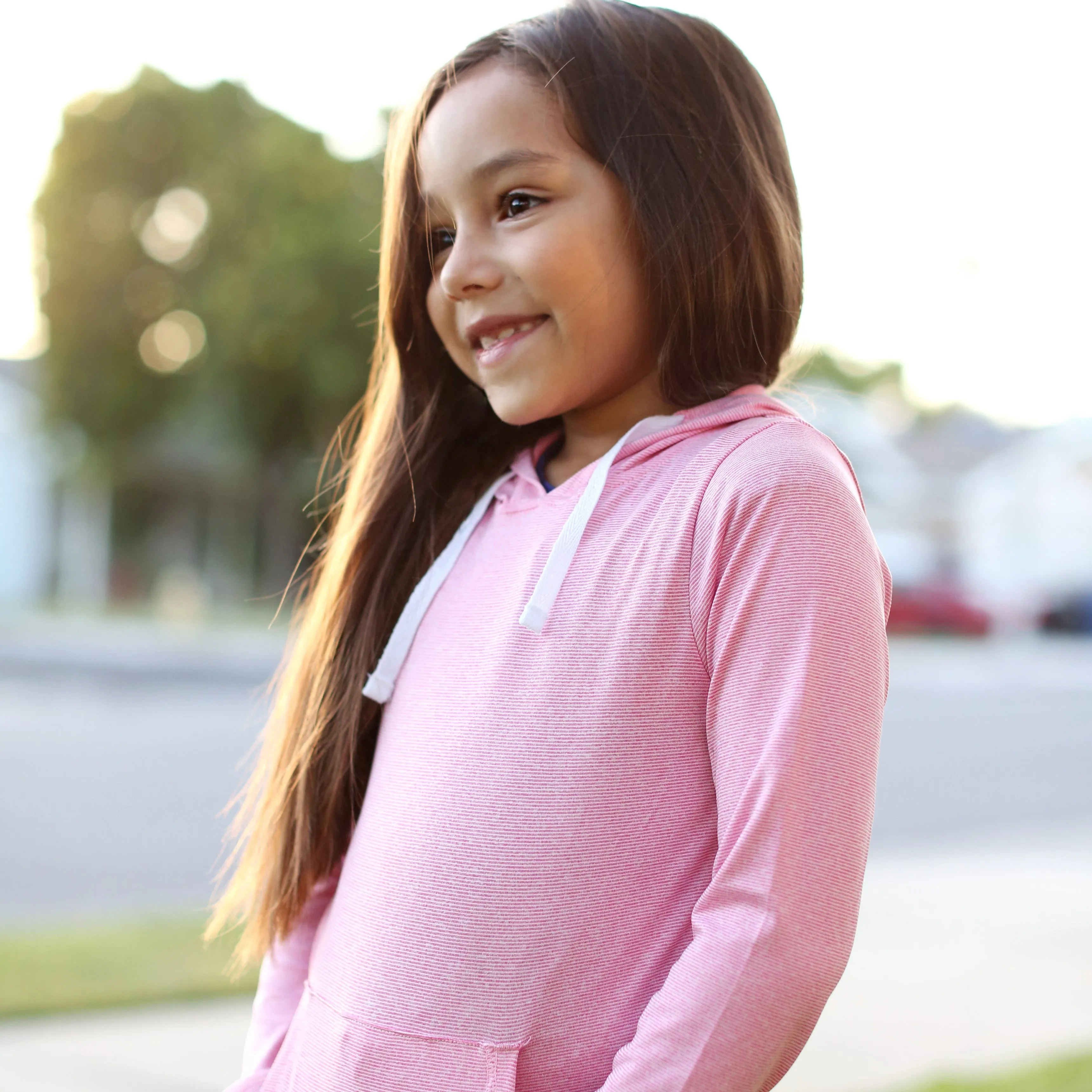 Kids Long Sleeve Hoodie - Rose Pink