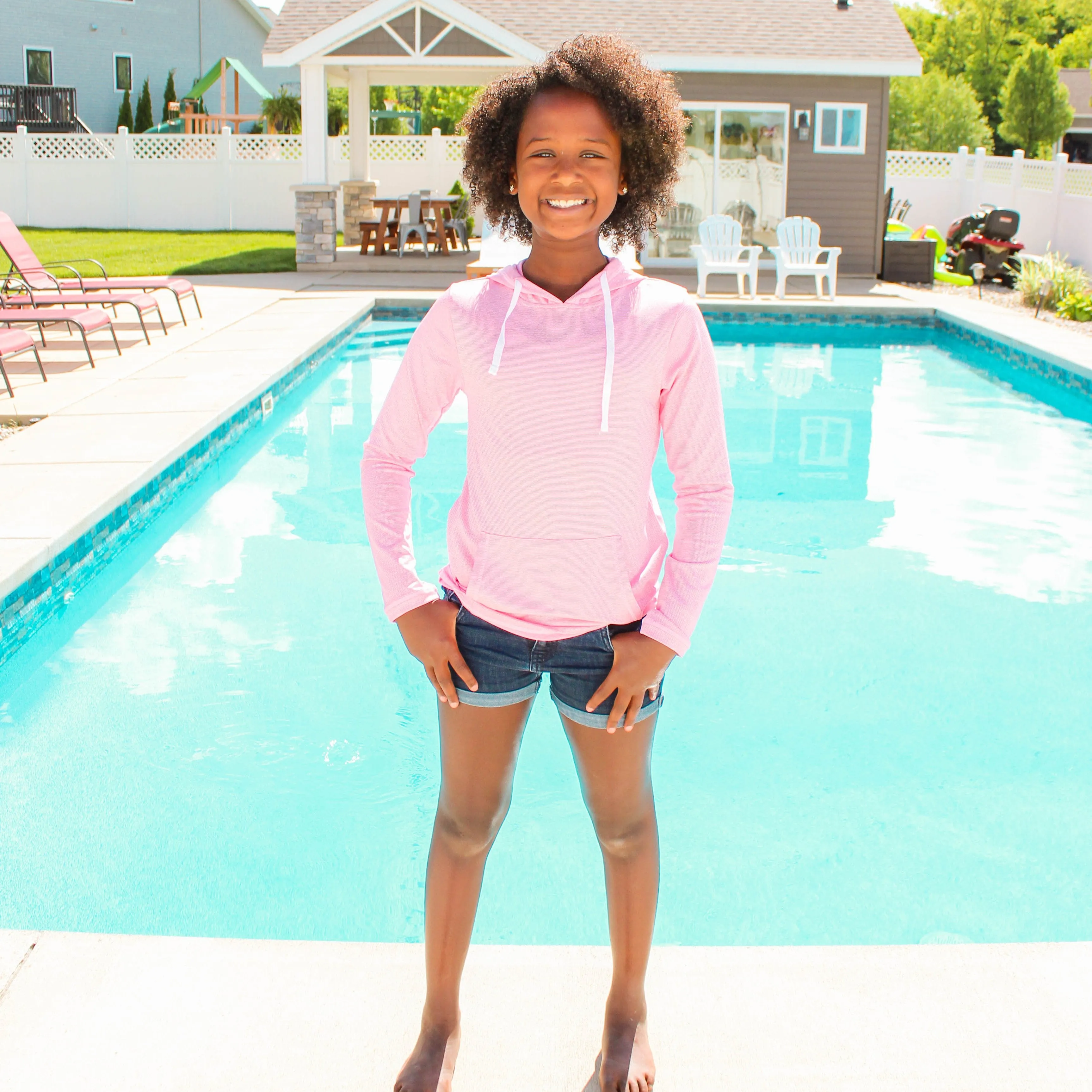 Kids Long Sleeve Hoodie - Rose Pink