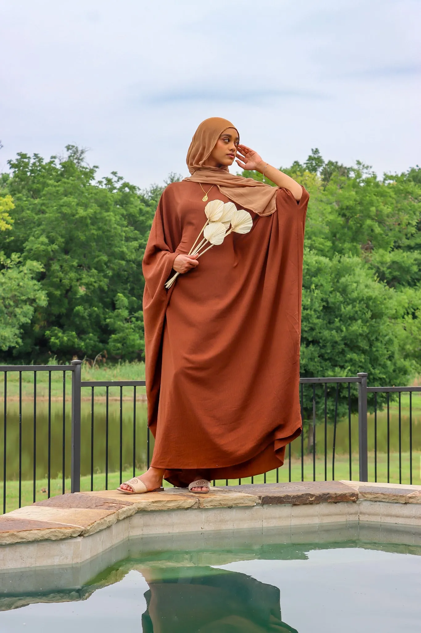 Linen Butterfly Kaftan - Coffee