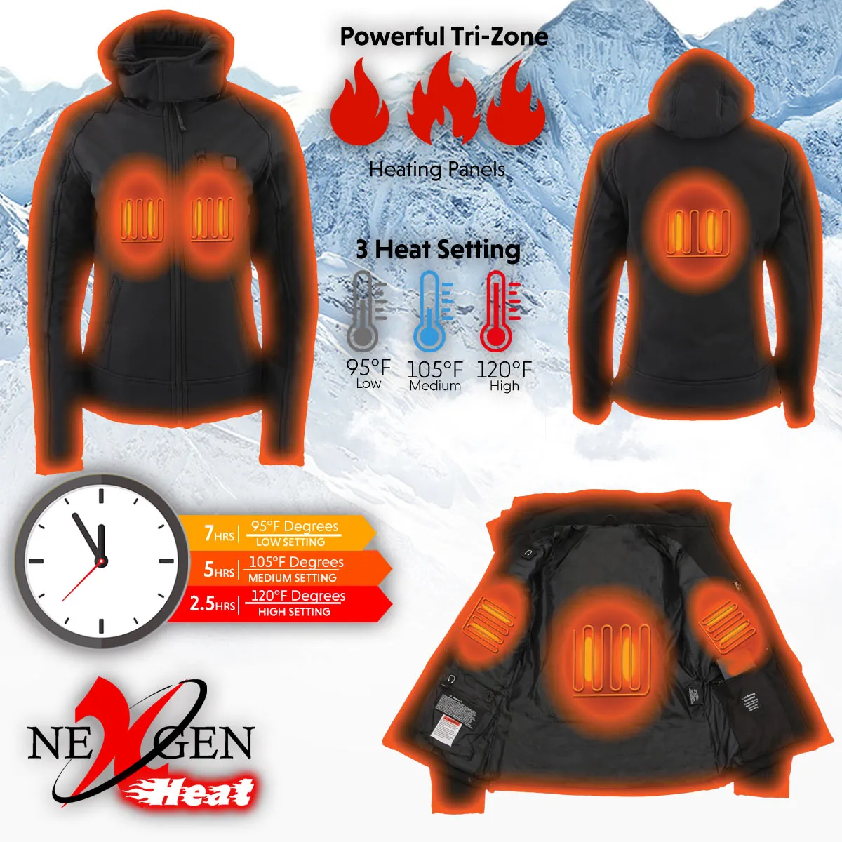 Nexgen Heat MPL2767SET Women's Black 'Heated' Soft Shell Jacket with
