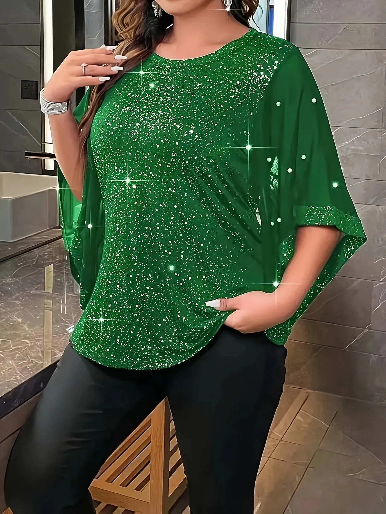 Stylish Plus Size Irregular Sleeve Top for Spring  Summer